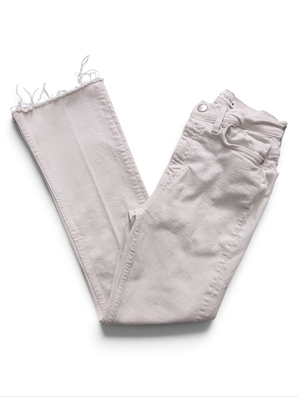 Zara Off-White Cropped Straight-Leg Jeans
